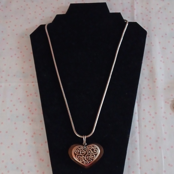 Brighton Amber and Silver Heart Wheat Chain Necklace - Picture 2 of 12